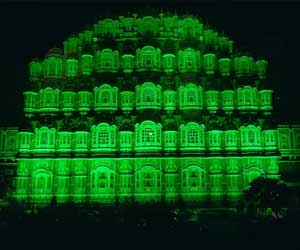 Hawa Mahal Turns Green